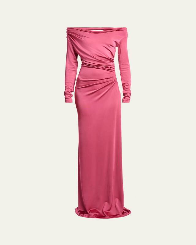 Off-Shoulder Draped Gown